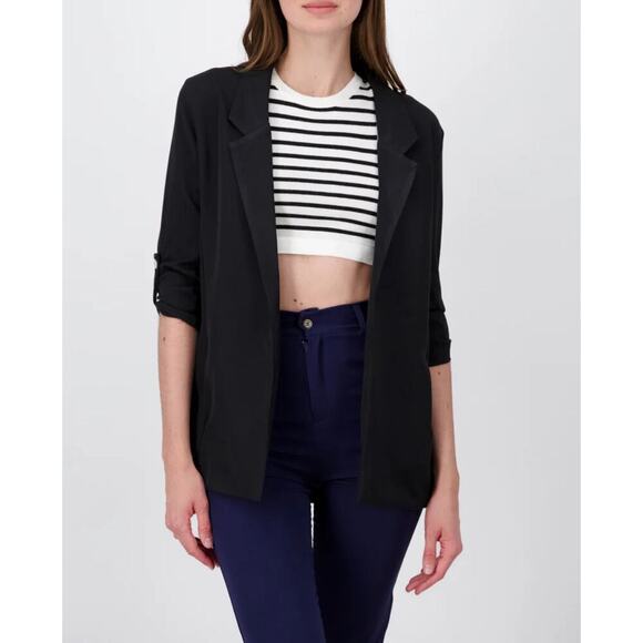 H&M Black Long Sleeve Waterfall Blazer Size 4 - Picture 1 of 5